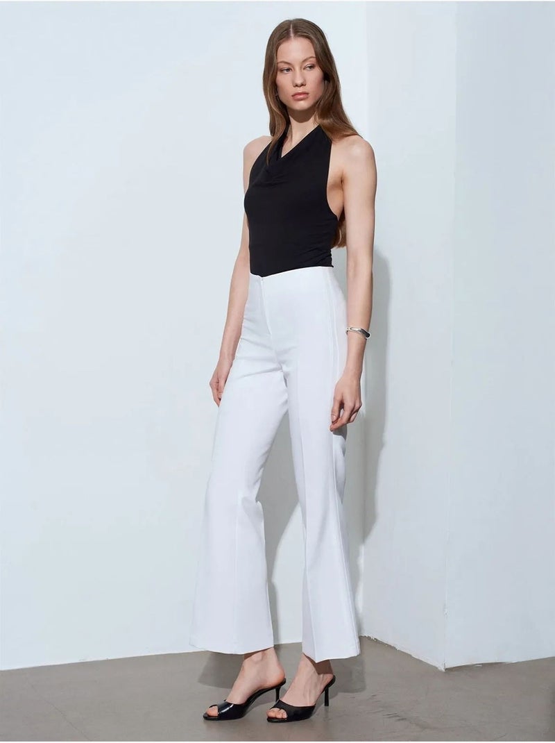 DILVIN Pantalon Femme Taille Haute Évasé Blanc - Kiabi