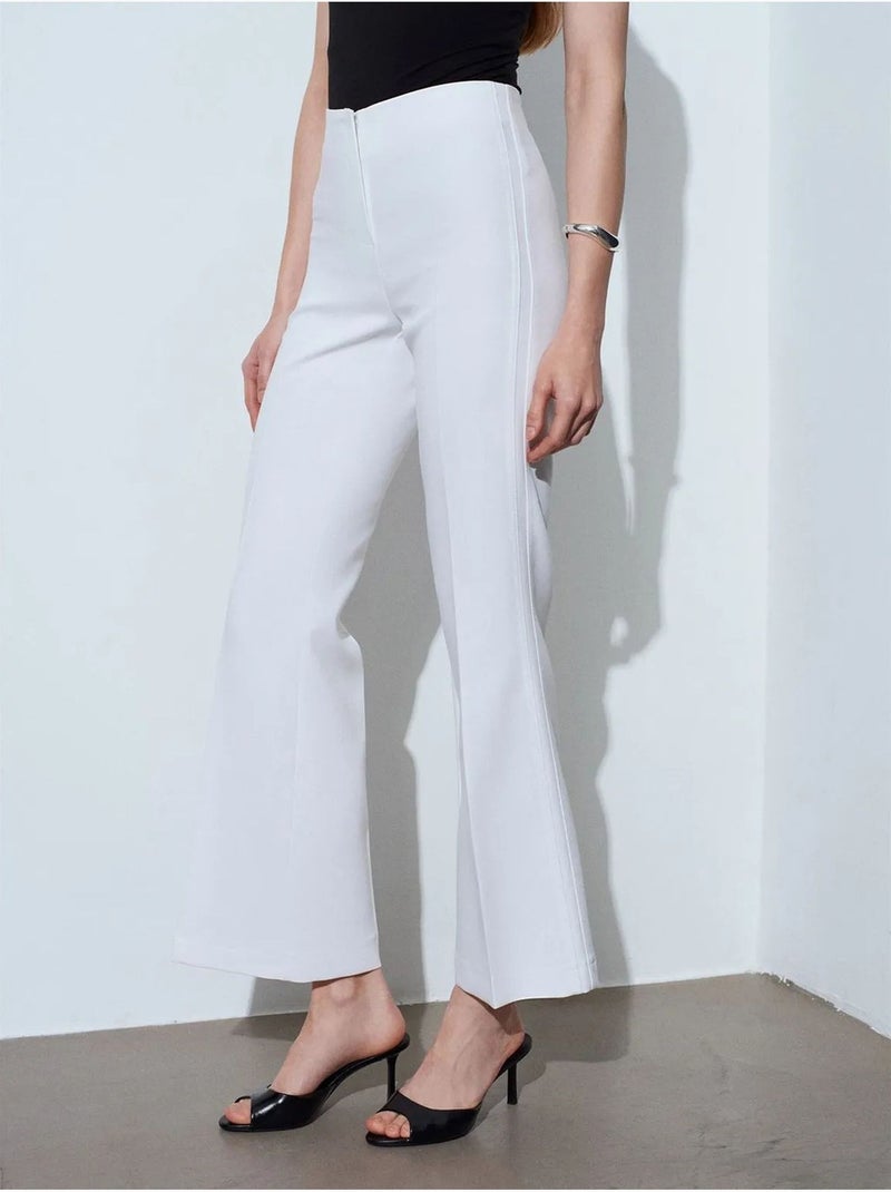 DILVIN Pantalon Femme Taille Haute Évasé Blanc - Kiabi