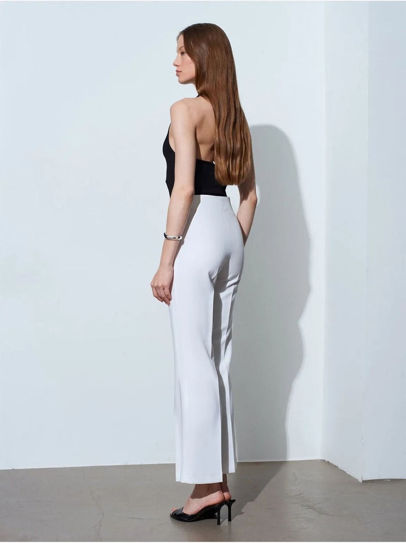 DILVIN Pantalon Femme Taille Haute Évasé Blanc - Kiabi
