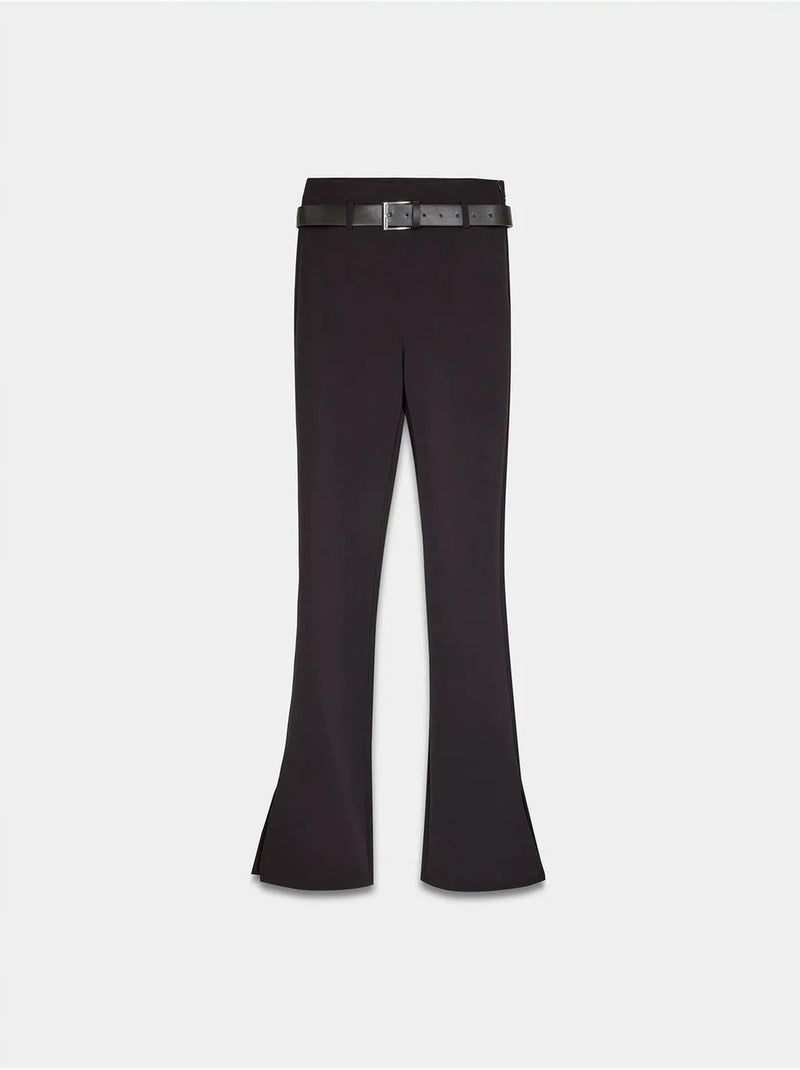 DILVIN Pantalon Flare Ajusté Avec Ceinture Marron chocolat - Kiabi