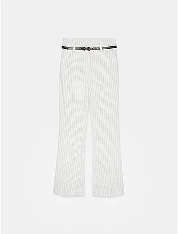 DILVIN Pantalon Flare Rayé À Taille Haute Avec Ceinture
