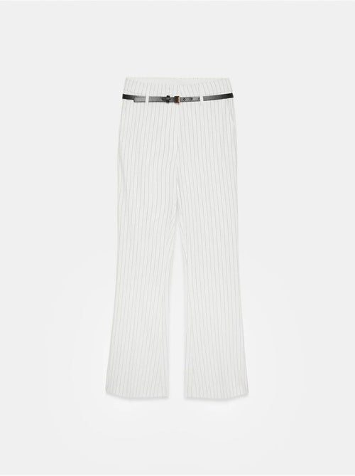 DILVIN Pantalon Flare Rayé À Taille Haute Avec Ceinture - Kiabi
