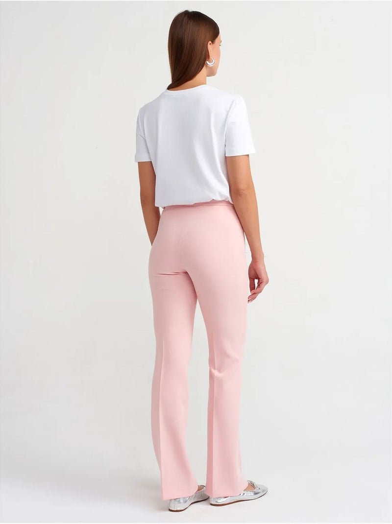 DILVIN Pantalon Flare Taille Haute Rose - Kiabi