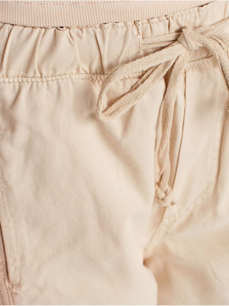 DILVIN Pantalon Jogger Droit En Popeline De Coton Beige - Kiabi