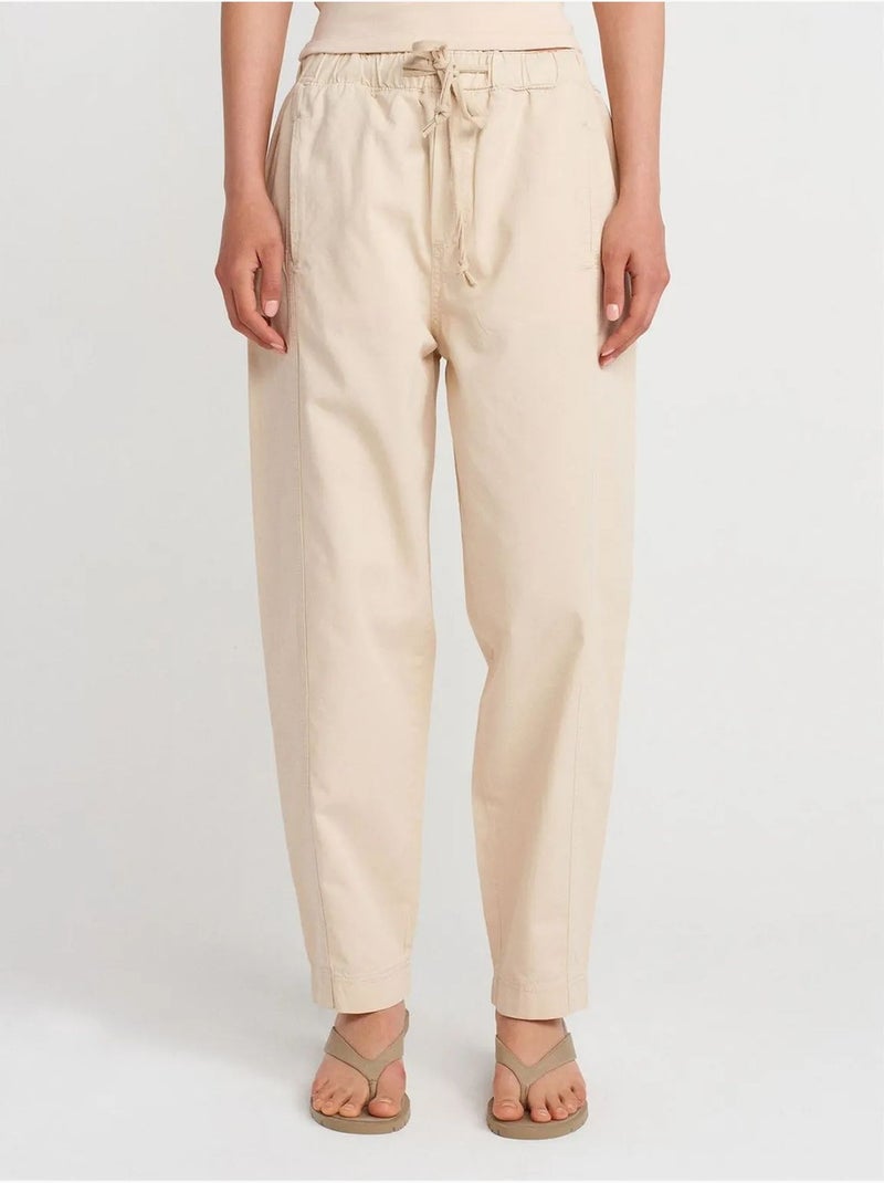 DILVIN Pantalon Jogger Droit En Popeline De Coton Beige - Kiabi