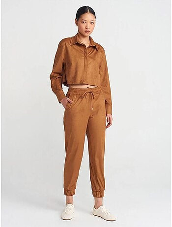 DILVIN Pantalon Jogger Effet Daim
