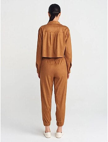 DILVIN Pantalon Jogger Effet Daim