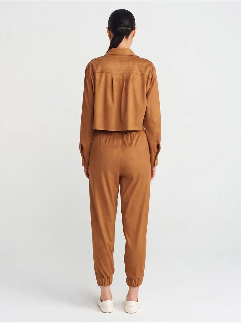 DILVIN Pantalon Jogger Effet Daim Camel - Kiabi