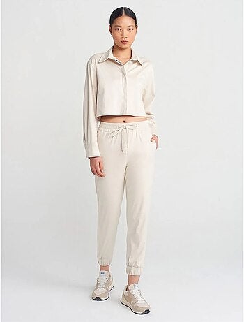 DILVIN Pantalon Jogger Effet Daim
