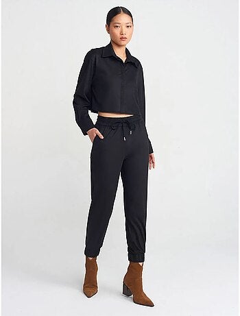 DILVIN Pantalon Jogger Effet Daim