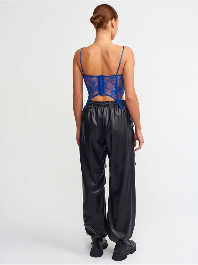 DILVIN Pantalon Jogger Femme Effet Cuir Noir - Kiabi