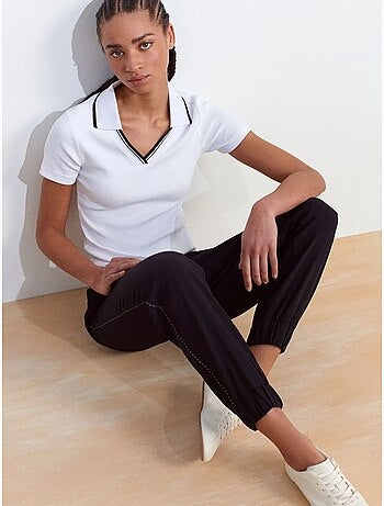 DILVIN Pantalon Jogger Femme En Crêpe Polyester