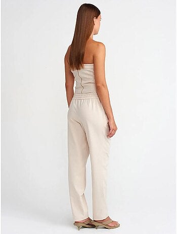 DILVIN Pantalon Jogger Femme En Mélange De Lin