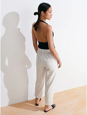 DILVIN Pantalon Jogger Tissé À Rayures, Jambe Droite