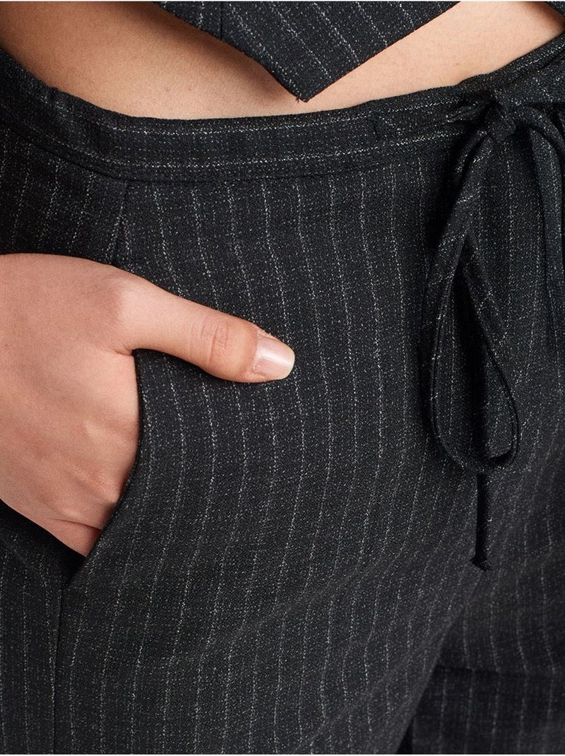 DILVIN Pantalon Large À Rayures Noir - Kiabi