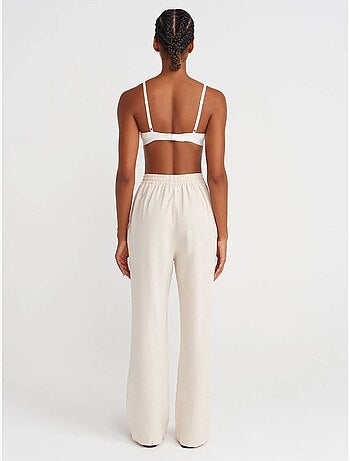 DILVIN Pantalon Large À Taille Coulissée