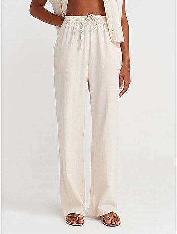 DILVIN Pantalon Large À Taille Coulissée