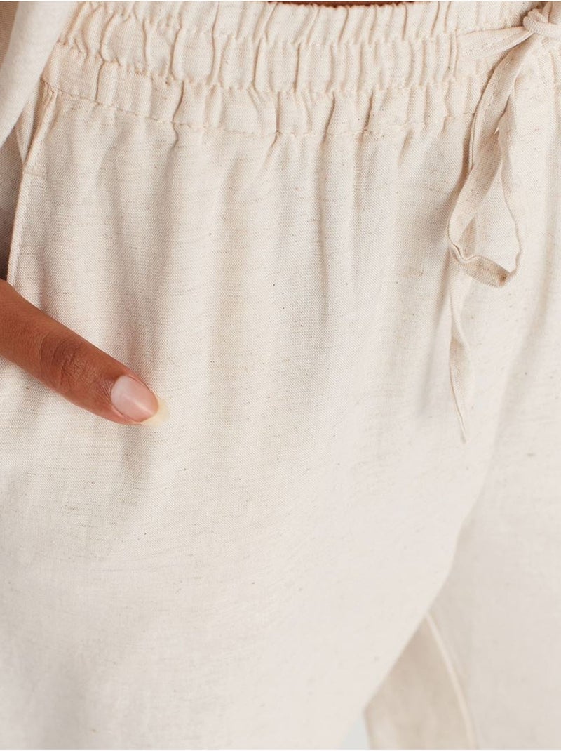 DILVIN Pantalon Large À Taille Coulissée Beige naturel - Kiabi