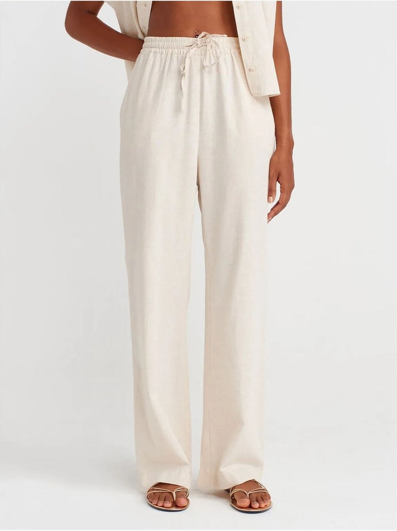 DILVIN Pantalon Large À Taille Coulissée Beige naturel - Kiabi