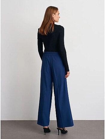 DILVIN Pantalon Large À Taille Haute Avec Plis
