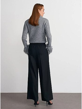 DILVIN Pantalon Large À Taille Haute Avec Plis