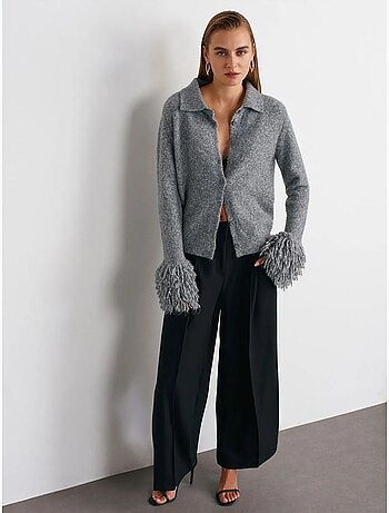 DILVIN Pantalon Large À Taille Haute Avec Plis