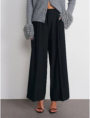 DILVIN Pantalon Large À Taille Haute Avec Plis