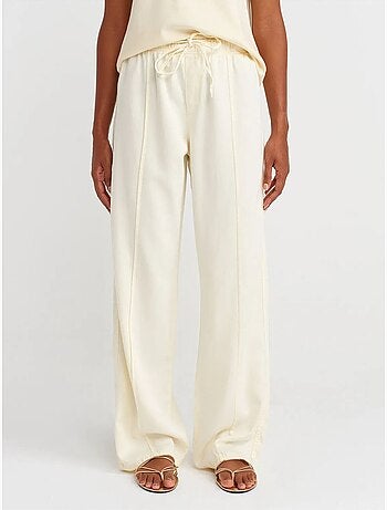 DILVIN Pantalon Large À Taille Haute Et Lien