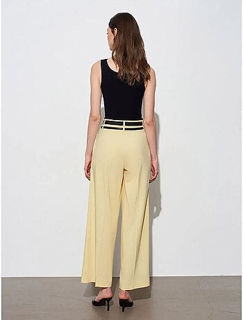 DILVIN Pantalon Large À Taille Haute Et Plis