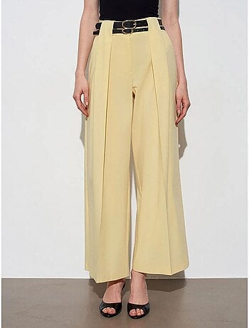 DILVIN Pantalon Large À Taille Haute Et Plis