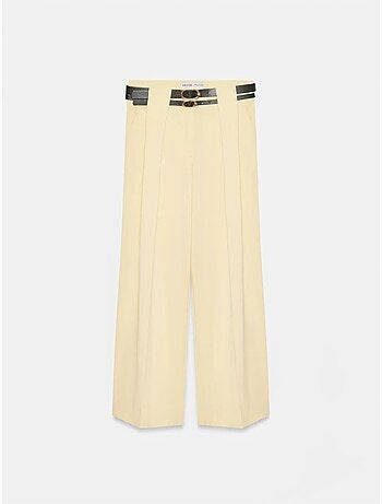 DILVIN Pantalon Large À Taille Haute Et Plis