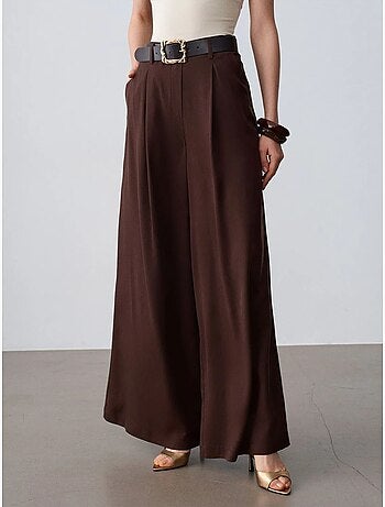 DILVIN Pantalon Large À Taille Haute Et Plis