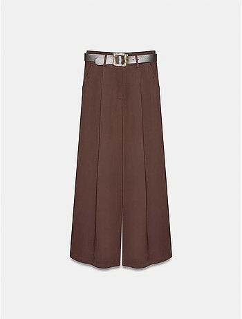 DILVIN Pantalon Large À Taille Haute Et Plis