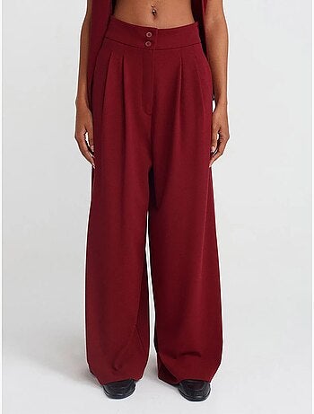 DILVIN Pantalon Large À Taille Haute Et Plis