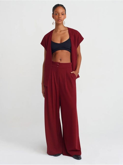 DILVIN Pantalon Large À Taille Haute Et Plis - Kiabi DILVIN Pantalon Large À Taille Haute Et Plis - Kiabi