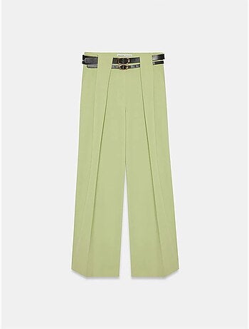 DILVIN Pantalon Large À Taille Haute Et Plis