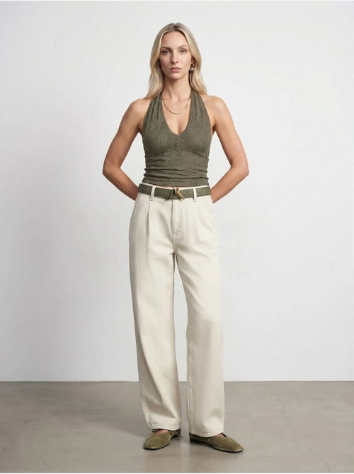 DILVIN Pantalon Large À Taille Mi-haute Et Plis - Kiabi DILVIN Pantalon Large À Taille Mi-haute Et Plis - Kiabi