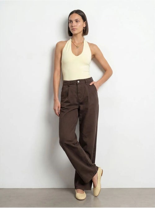DILVIN Pantalon Large À Taille Mi-haute Et Plis - Kiabi DILVIN Pantalon Large À Taille Mi-haute Et Plis - Kiabi