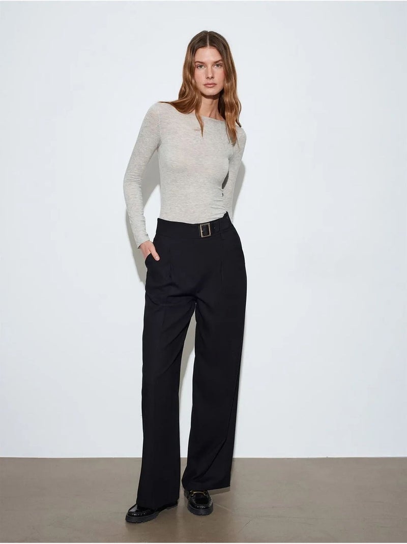 DILVIN Pantalon Large Avec Ceinture Noir - Kiabi