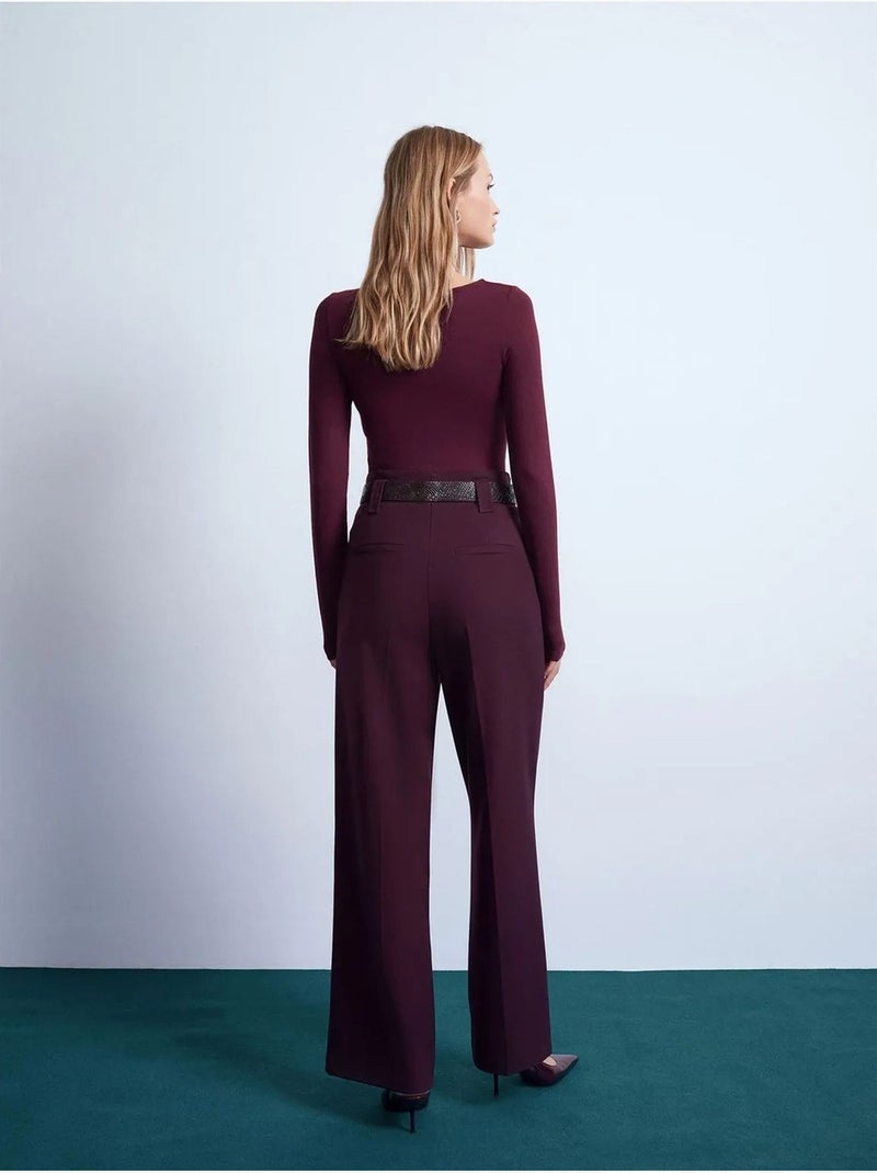 DILVIN Pantalon Large Avec Ceinture Rouge bordeaux - Kiabi