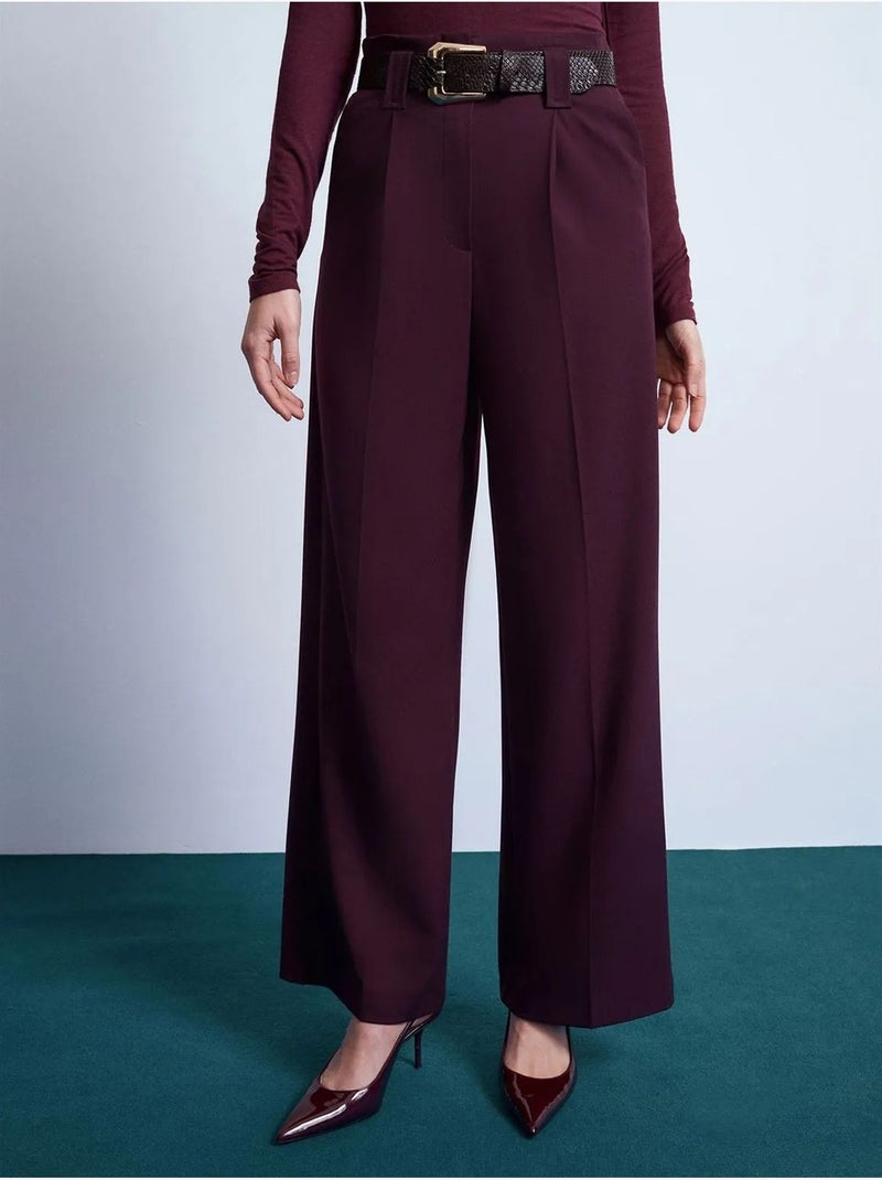 DILVIN Pantalon Large Avec Ceinture Rouge bordeaux - Kiabi
