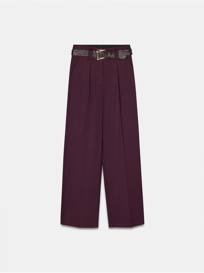 DILVIN Pantalon Large Avec Ceinture Rouge bordeaux - Kiabi
