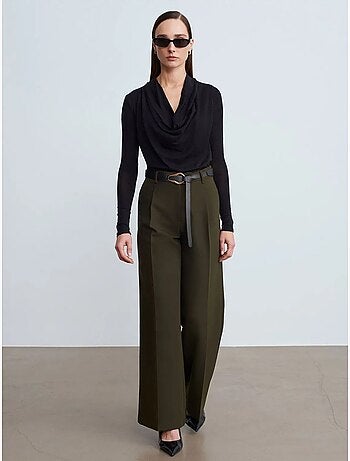 DILVIN Pantalon Large Avec Ceinture