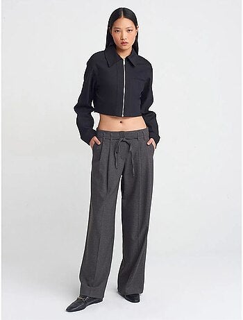 DILVIN Pantalon Large En Crêpe À Plis
