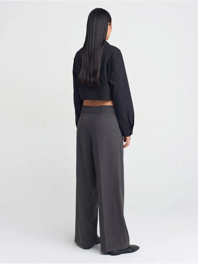 DILVIN Pantalon Large En Crêpe À Plis gris anthracite - Kiabi