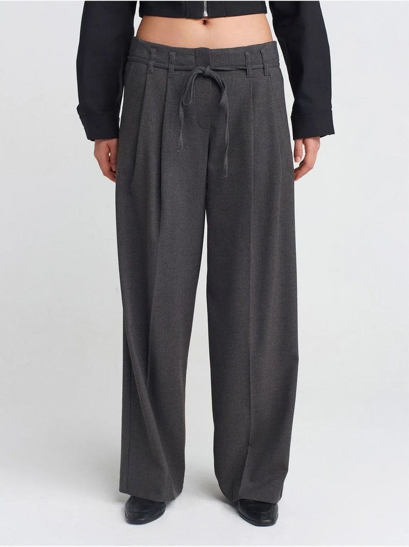 DILVIN Pantalon Large En Crêpe À Plis gris anthracite - Kiabi
