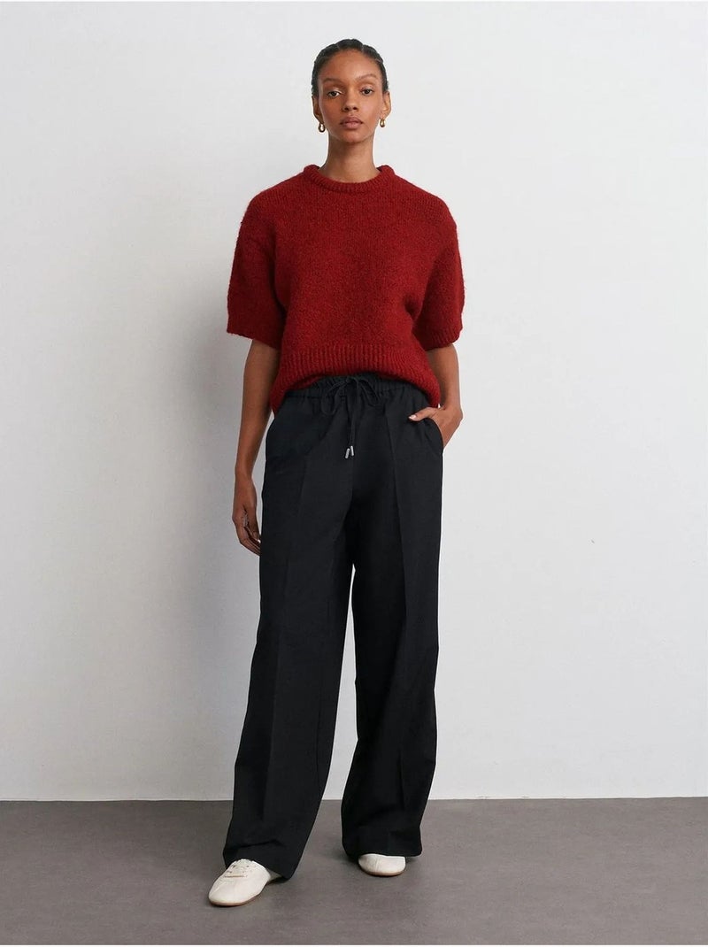 DILVIN Pantalon Large En Crêpe À Rayures Noir - Kiabi