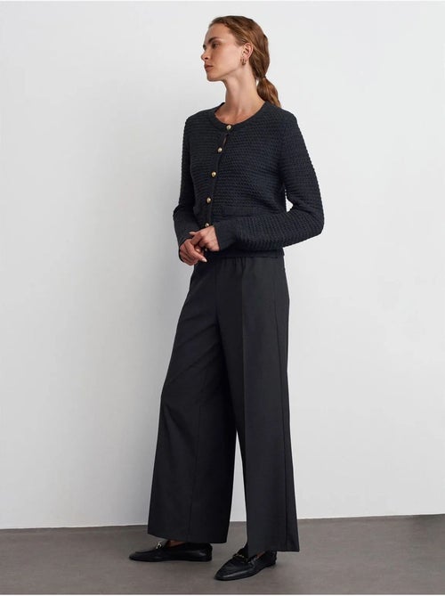 DILVIN Pantalon Large En Crêpe À Taille Coulissante - Kiabi DILVIN Pantalon Large En Crêpe À Taille Coulissante - Kiabi