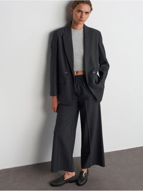 DILVIN Pantalon Large En Crêpe À Taille Coulissante - Kiabi DILVIN Pantalon Large En Crêpe À Taille Coulissante - Kiabi