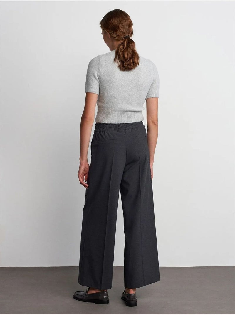 DILVIN Pantalon Large En Crêpe À Taille Coulissante Gris foncé - Kiabi